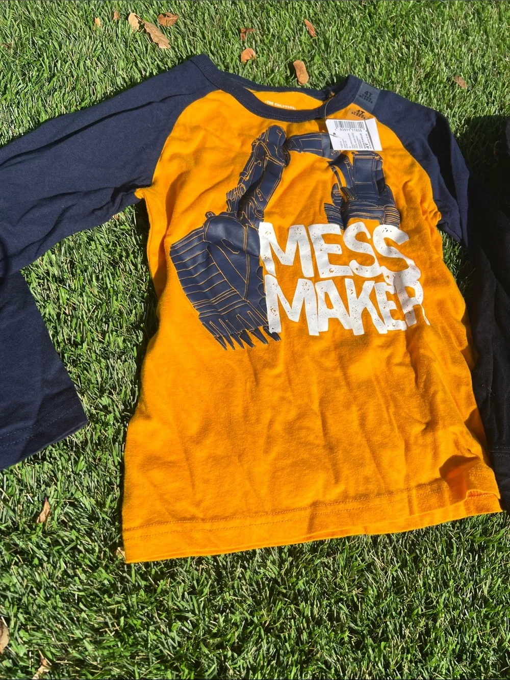 The Children's Place Orange & Navy 'Mess Maker' Raglan Long Sleeve Tee